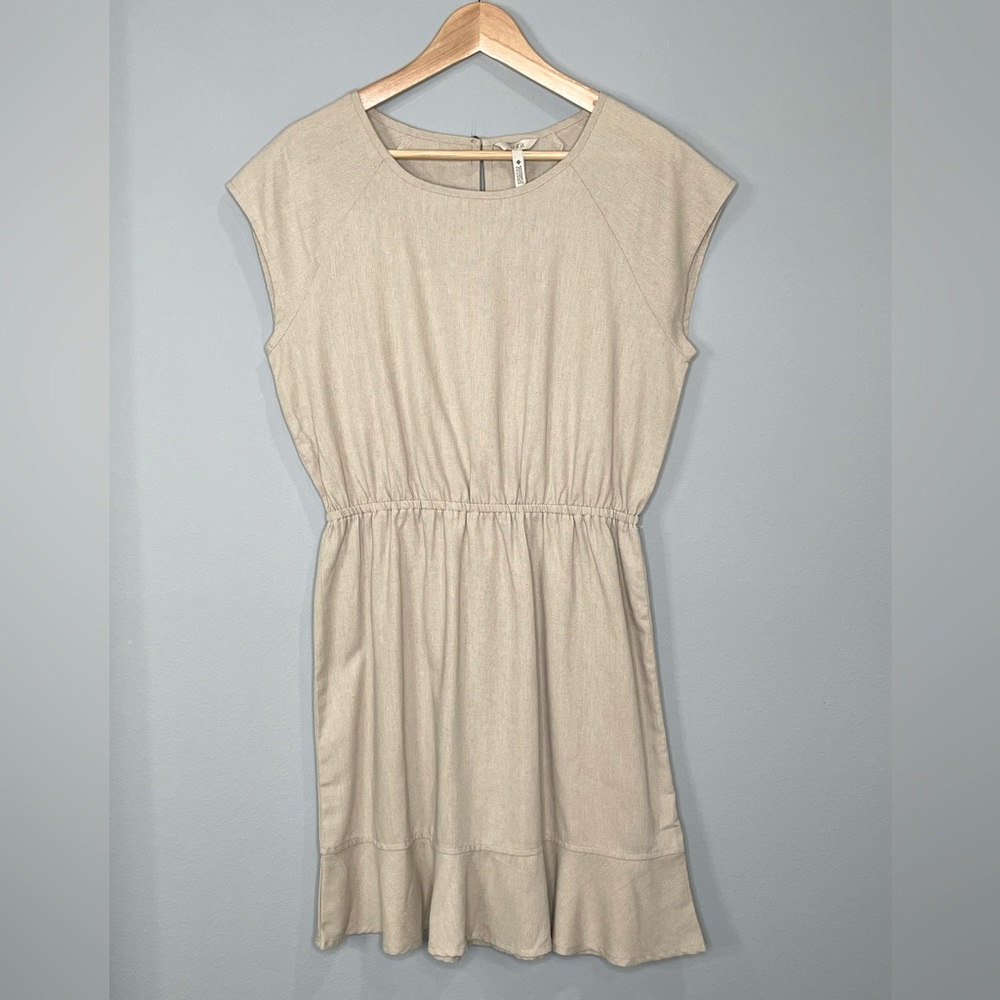 DKR Beige Minimalist Slip Over Tunic Beachy Coastal Summer Dress - NWT